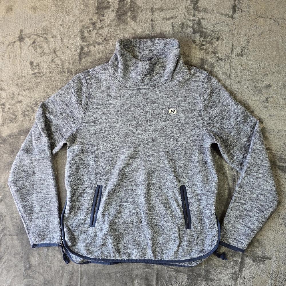 Abercrombie & Fitch Mock Neck Fleece Sweater Size Small Gray